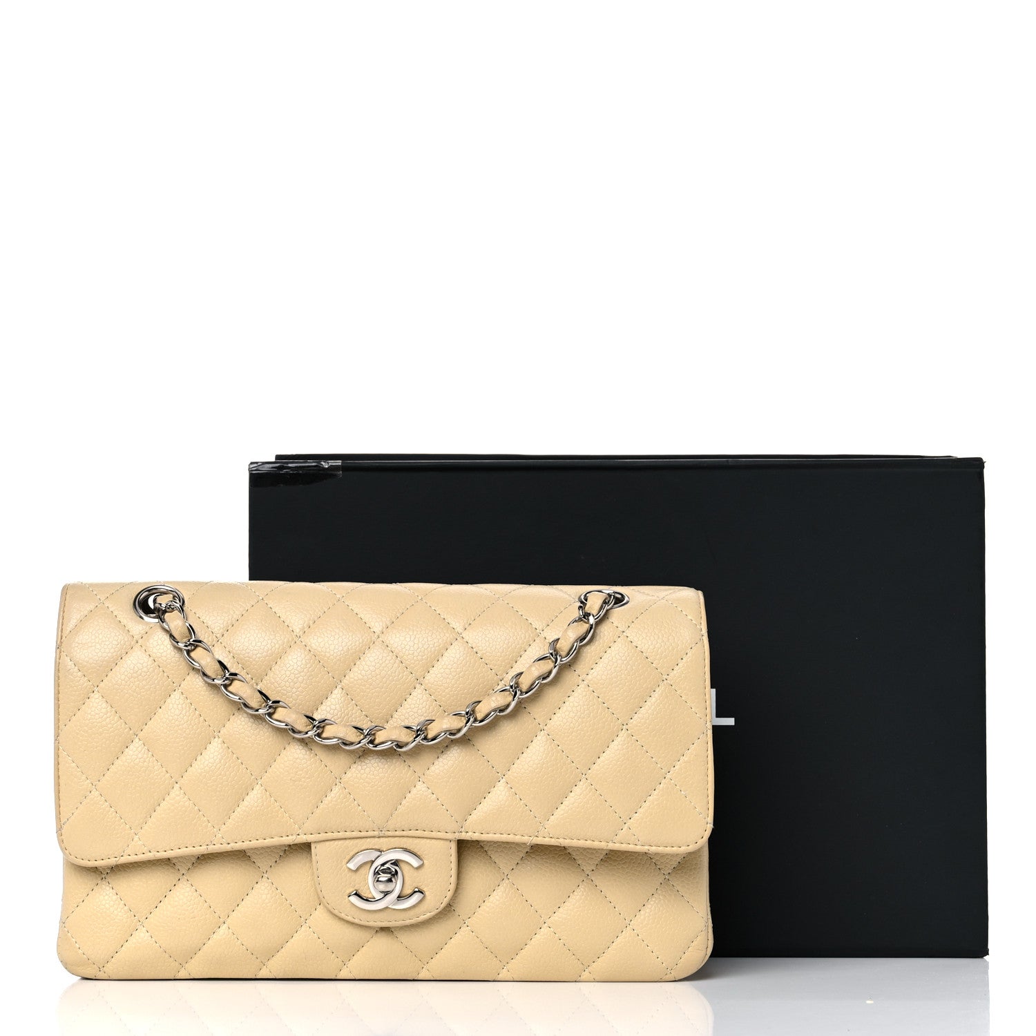 Chanel Caviar Quilted Medium Double Flap Beige Clair 20 of 20