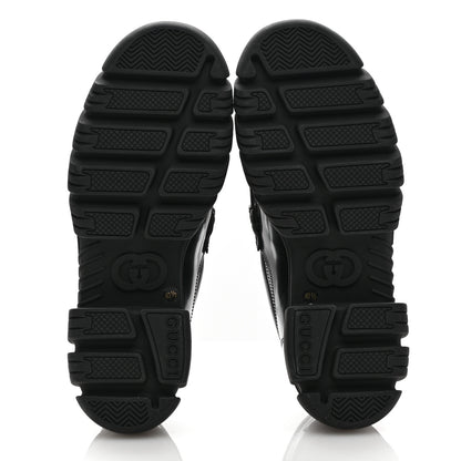 Gucci Magnum Calfskin Nappa Samoa Womens Horsebit Platform Chunky Lug Sole 40mm Loafers 40.5 Black 6 of 9