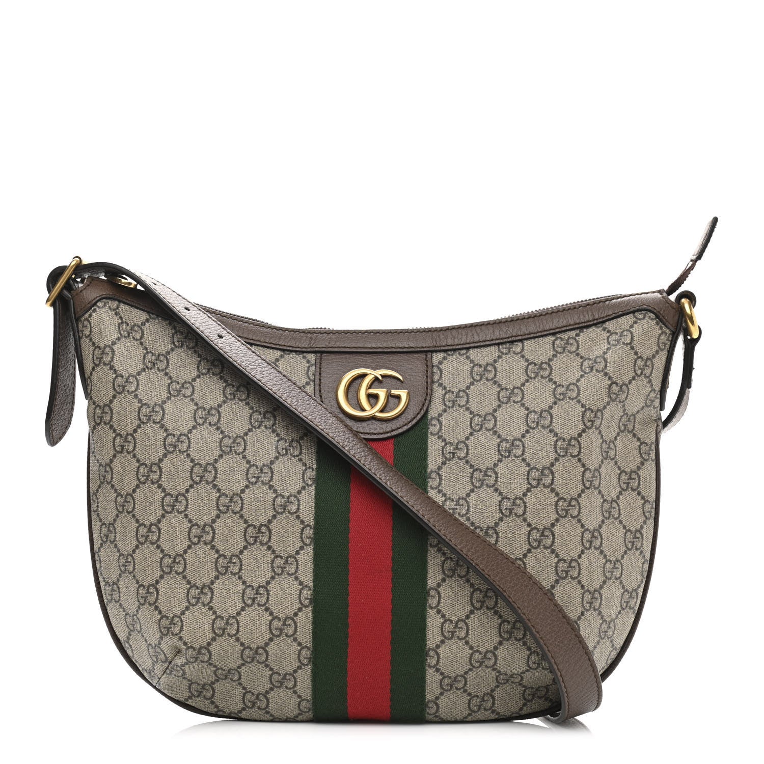 Gucci GG Supreme Monogram Web Small Ophidia Half Moon Hobo Brown 1 of 10