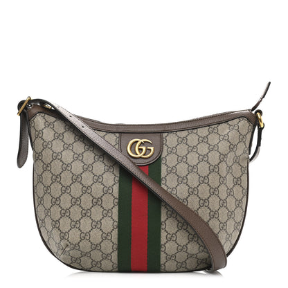 Gucci GG Supreme Monogram Web Small Ophidia Half Moon Hobo Brown 1 of 10