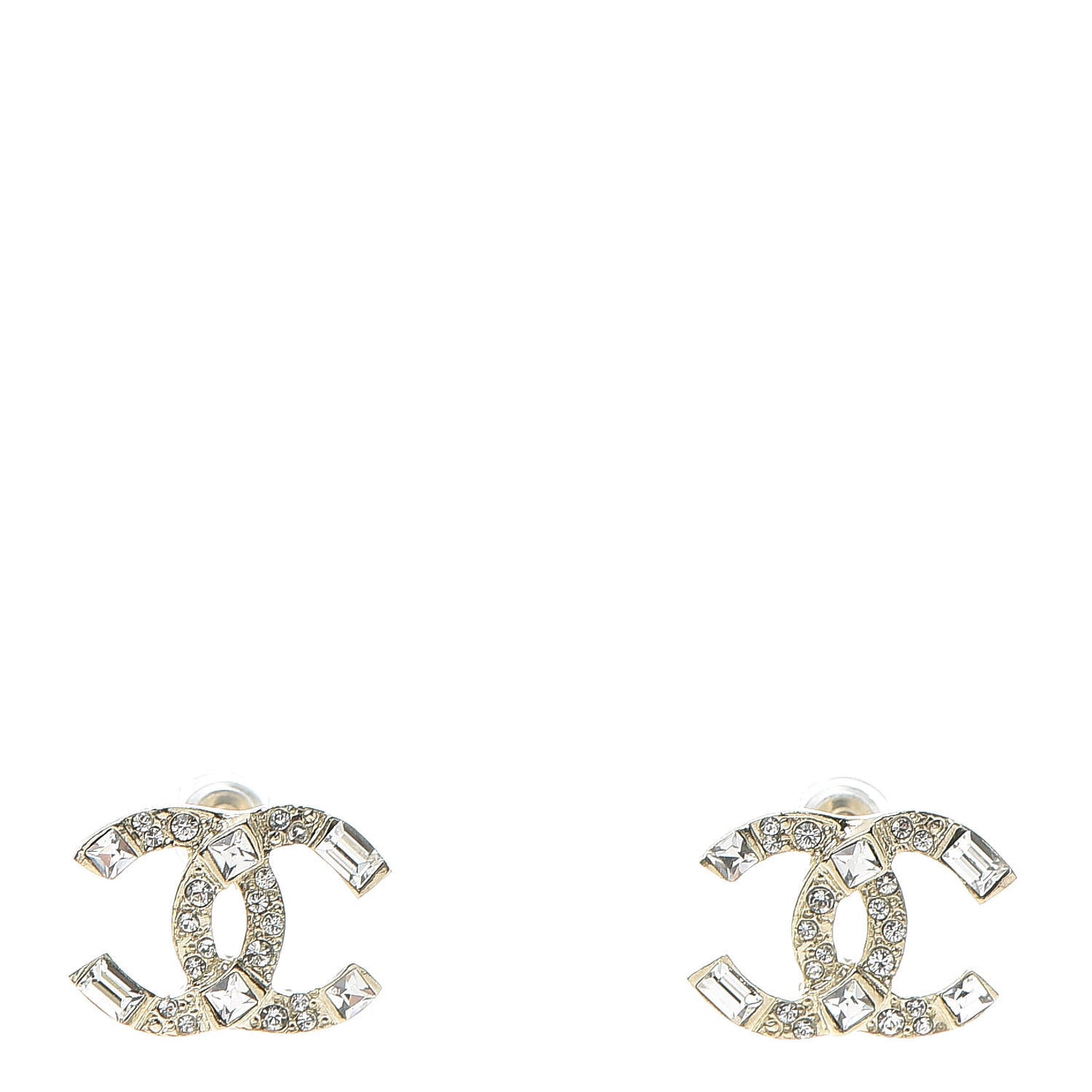 Crystal Baguette CC Earrings Gold
