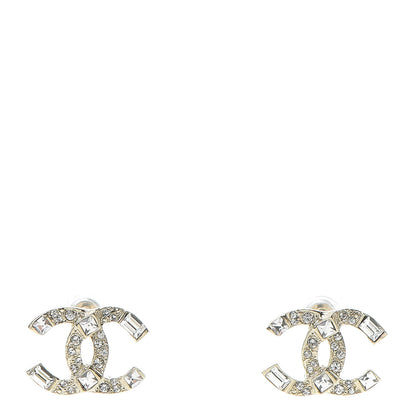 Chanel Crystal Baguette CC Earrings Gold 1 of 5