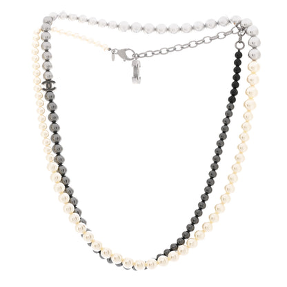 Chanel Graduated Pearl CC Long Necklace Ruthenium Grey Black 3 of 7
