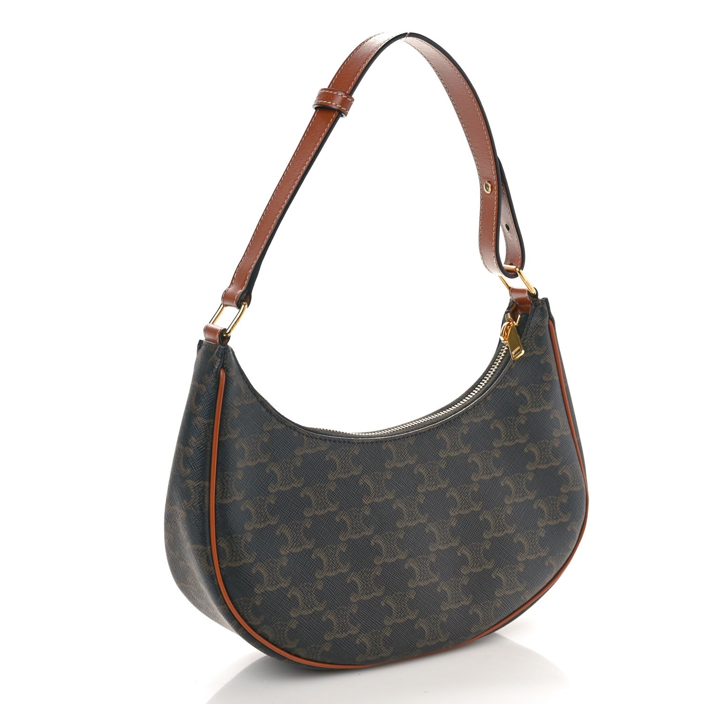 Triomphe Canvas Calfskin Ava Shoulder Bag Tan