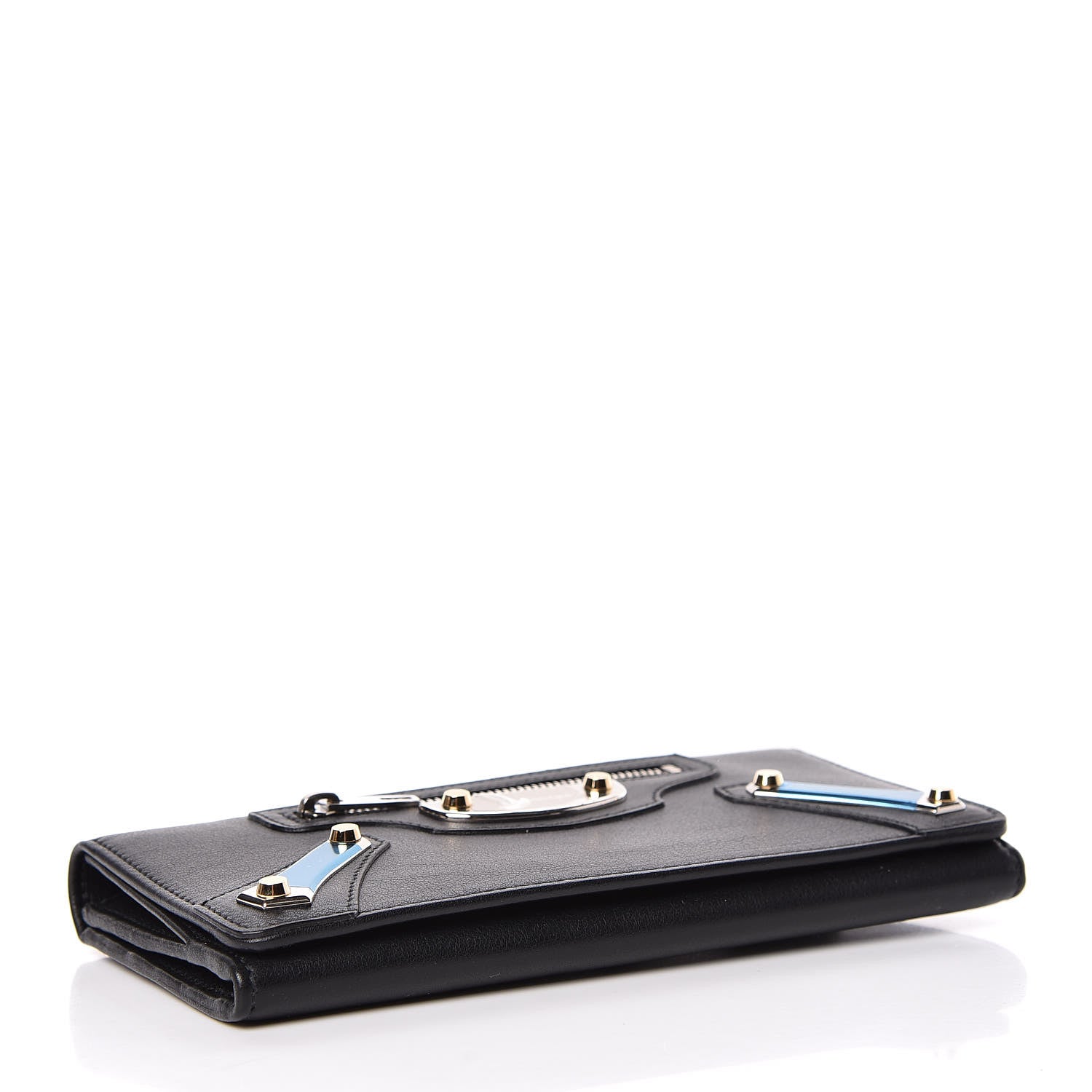 Balenciaga Shiny Calfskin Amp Plate Silver Hardware Money Wallet Black 4 of 7