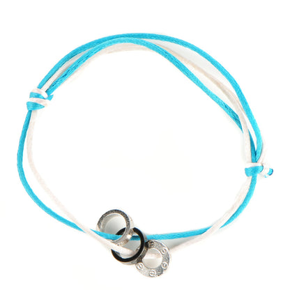 Cartier 18K White Gold Diamond Ceramic Silk Adjustable Triple LOVE Bracelet Blue White 1 of 5