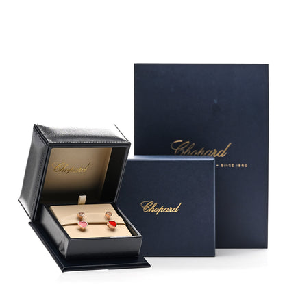 Chopard 18K Rose Gold Diamond Happy Hearts Earrings Red 5 of 5