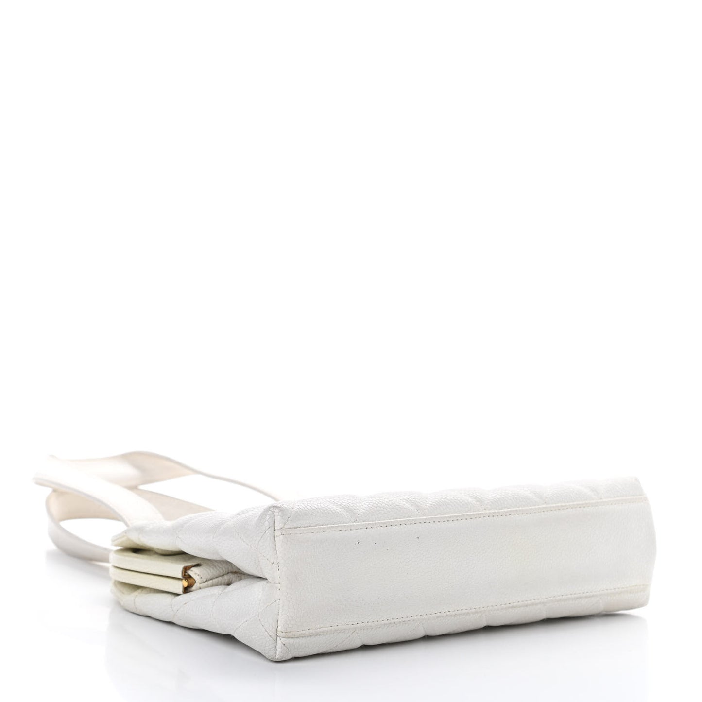 Caviar Quilted Kisslock Frame Bag White