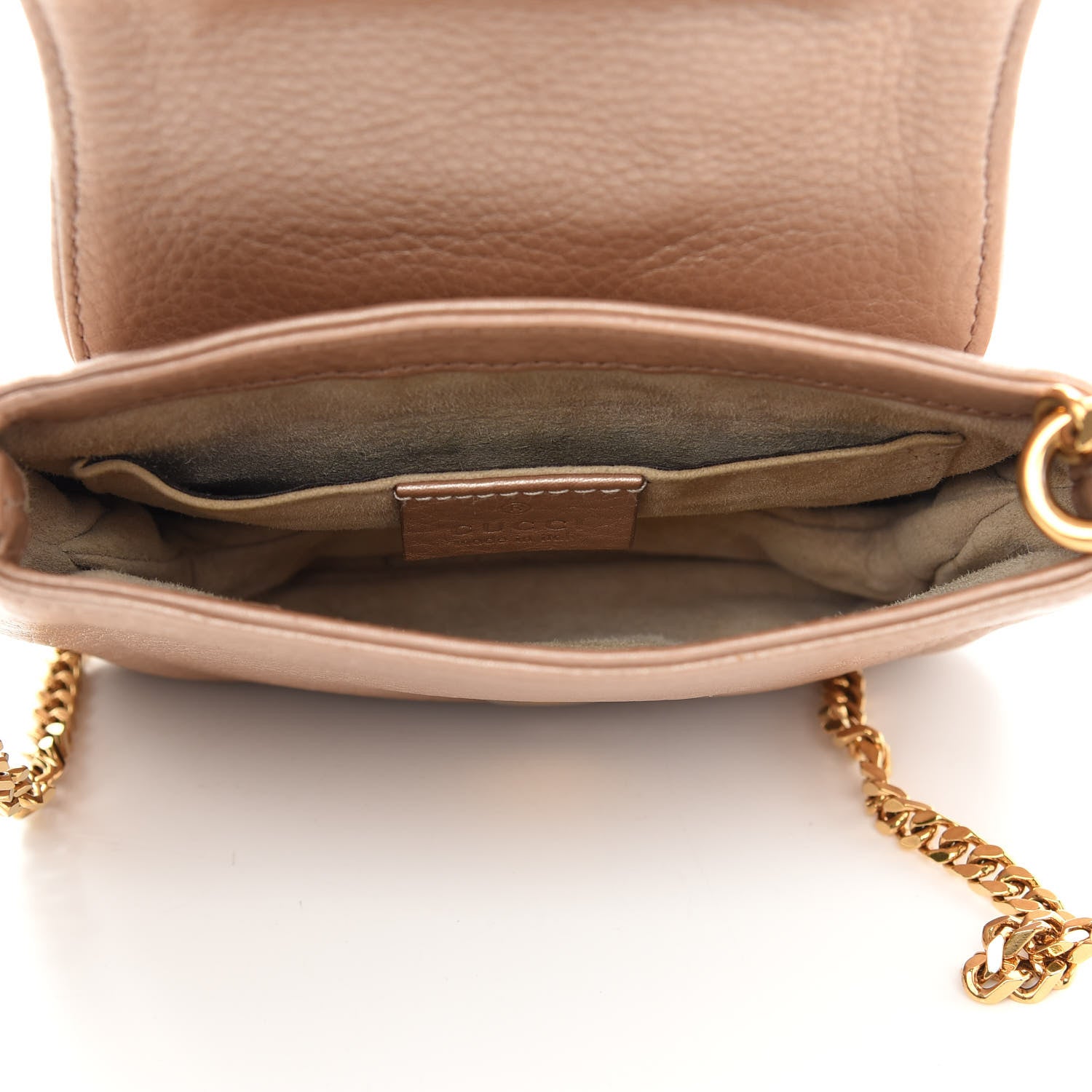 Gucci Pebbled Calfskin Small 1973 Chain Shoulder Bag Champagne 5 of 9