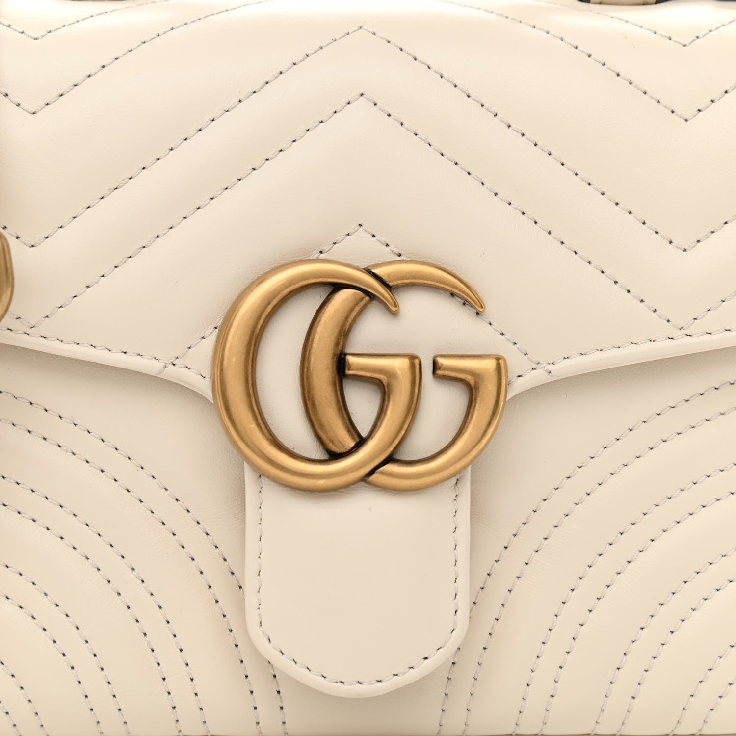 Gucci Calfskin Matelasse Mini GG Marmont Top Handle Shoulder Bag White 9 of 11