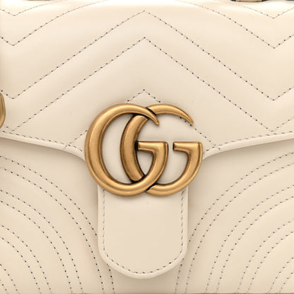 Gucci Calfskin Matelasse Mini GG Marmont Top Handle Shoulder Bag White 9 of 11