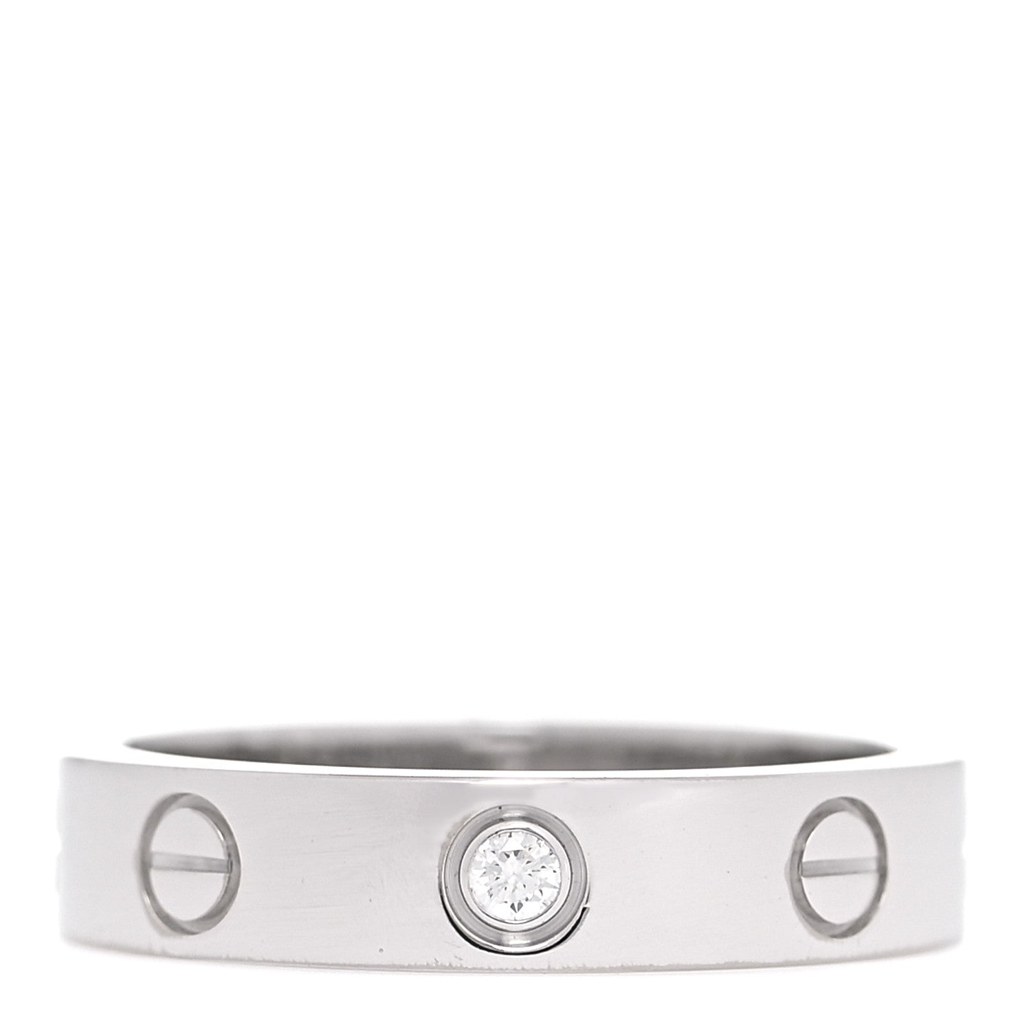 Cartier 18K White Gold Diamond 4mm LOVE Wedding Band Ring 50 5.25 1 of 4