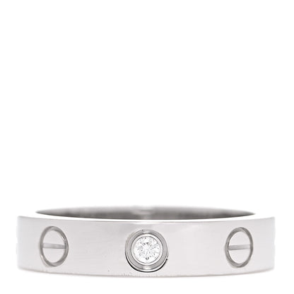 Cartier 18K White Gold Diamond 4mm LOVE Wedding Band Ring 50 5.25 1 of 4