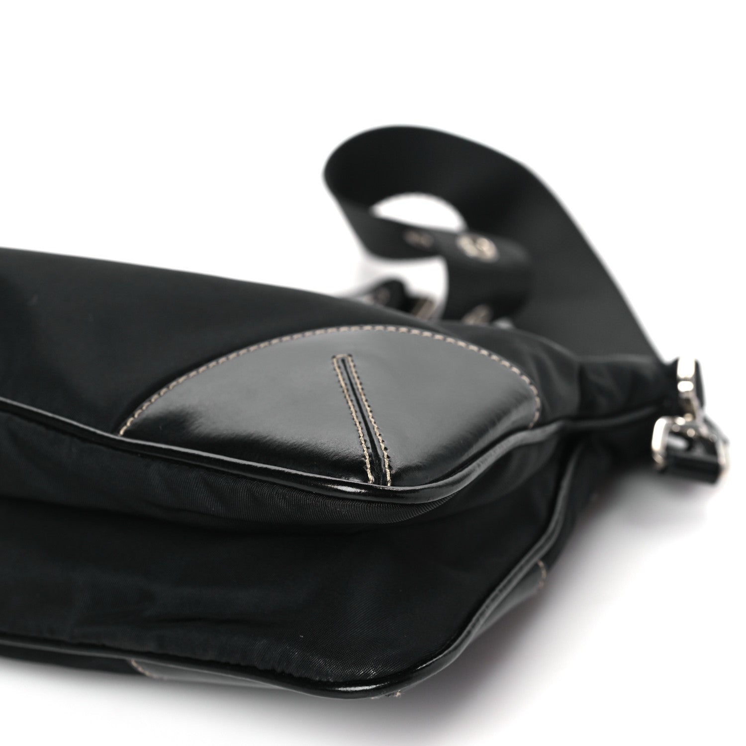 Prada Tessuto Light Nylon Soft Calf Shoulder Bag Black 8 of 9