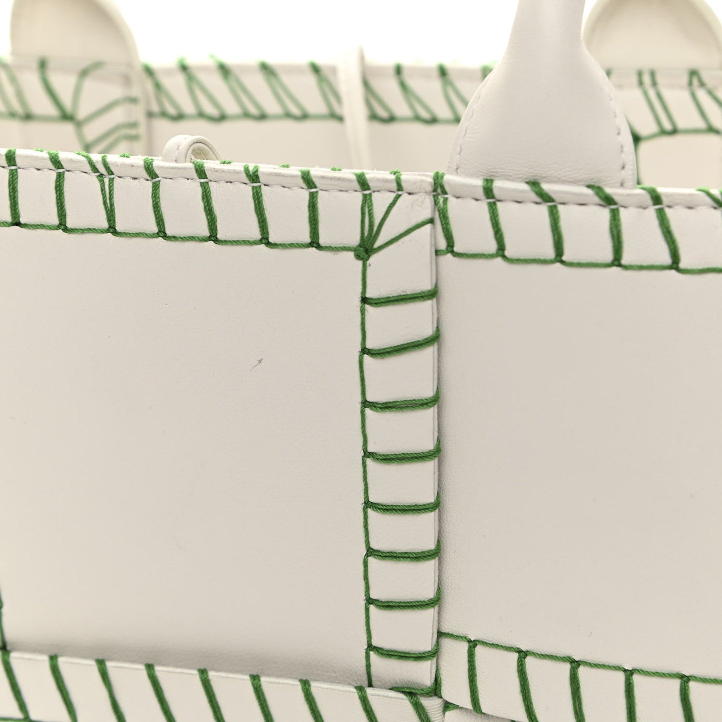 Nappa Maxi Intrecciato Overlock Stitched Small Arco Tote White Parakeet
