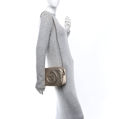 Gucci Metallic Sakai Be Green Calfskin Diagonal Stitched Small Blondie Shoulder Bag Golden Beige 2 of 12