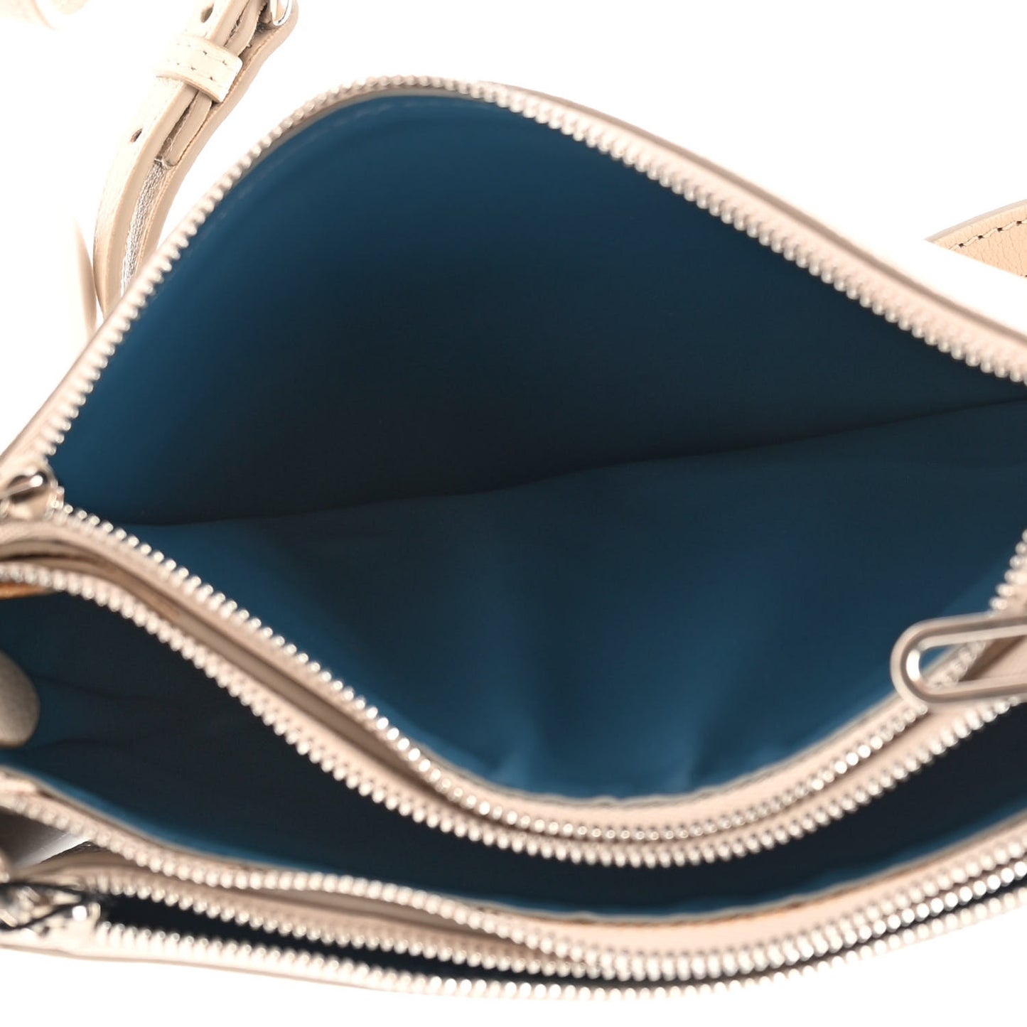 Grainy Goatskin Penhurst D-Ring Triple Zip Crossbody Bag Beige