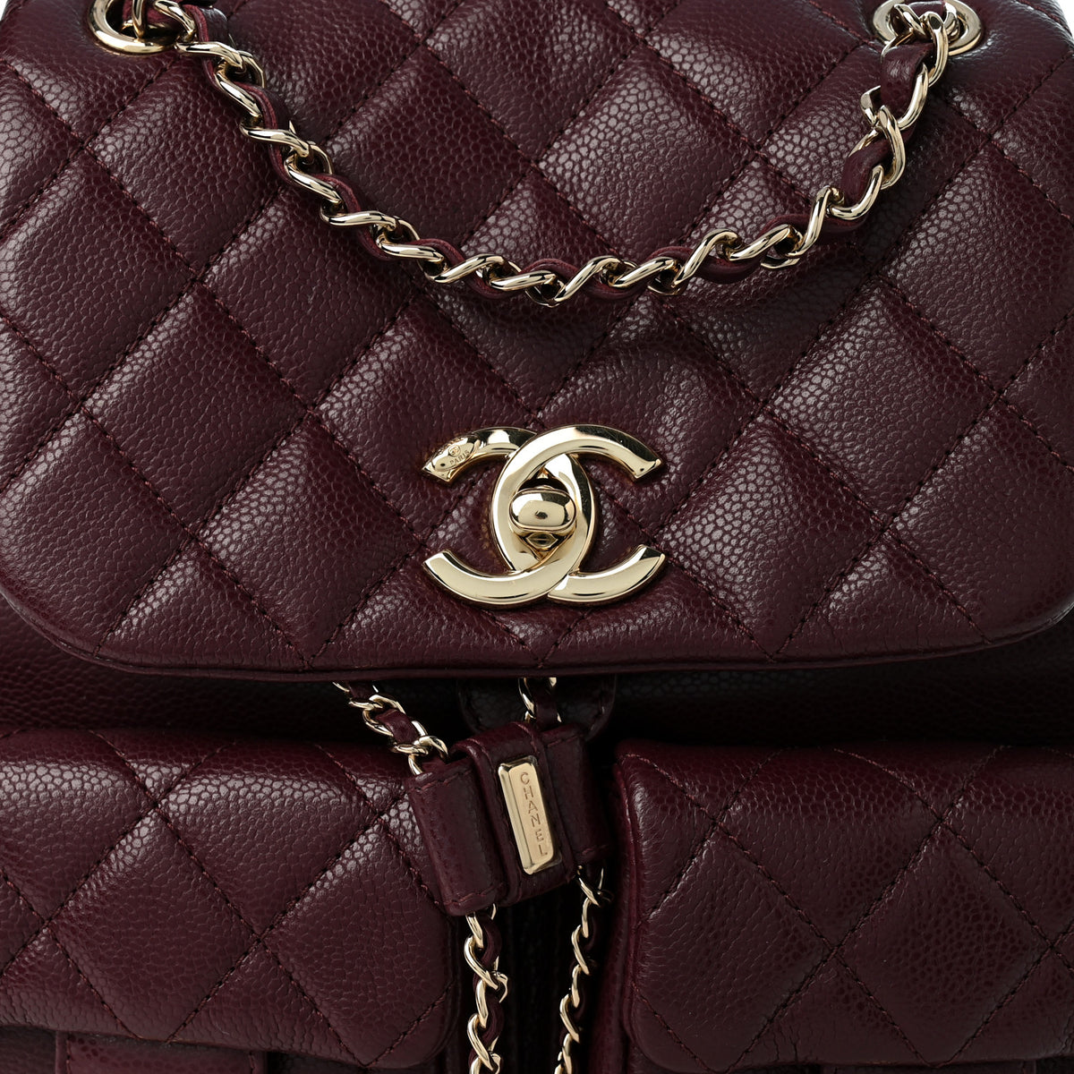 Chanel Shiny Caviar Quilted Medium Duma Pockets Drawstring Backpack Dark Burgundy 8 of 10