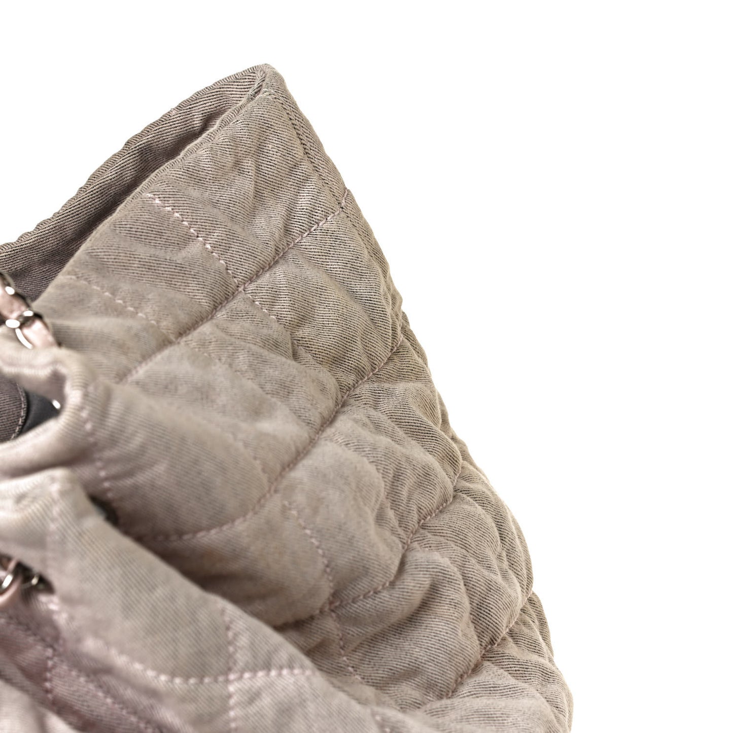 Denim Quilted Stretch Spirit Large Cabas Tote Light Pink