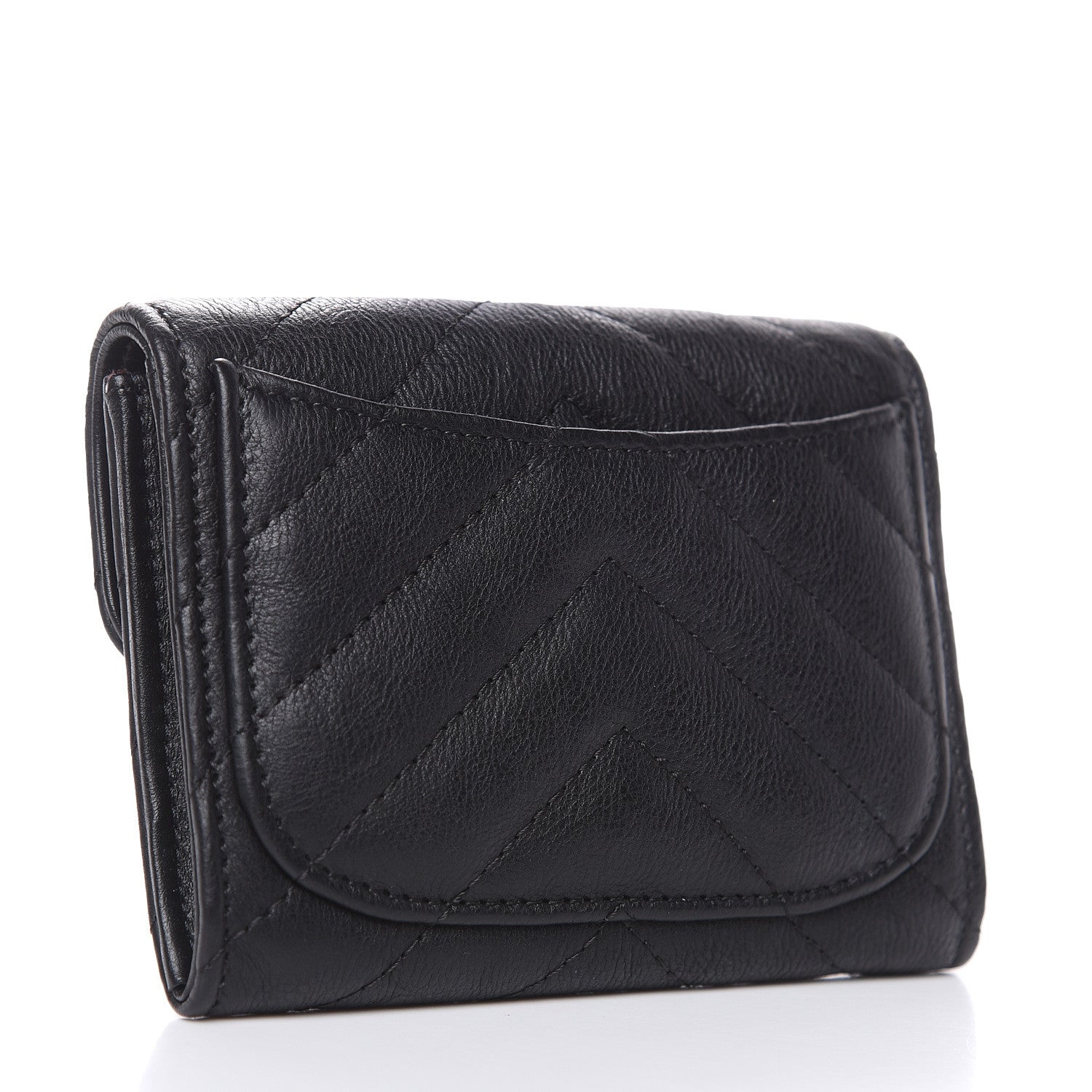 Chanel Crumpled Calfskin Chevron Quilted Reissue Card Holder Black 3 of 8
