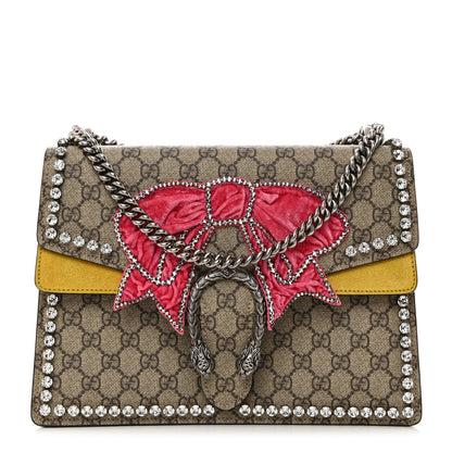 Gucci GG Supreme Monogram Crystal Bow Embroidered Medium Dionysus Shoulder Bag Yellow 1 of 10