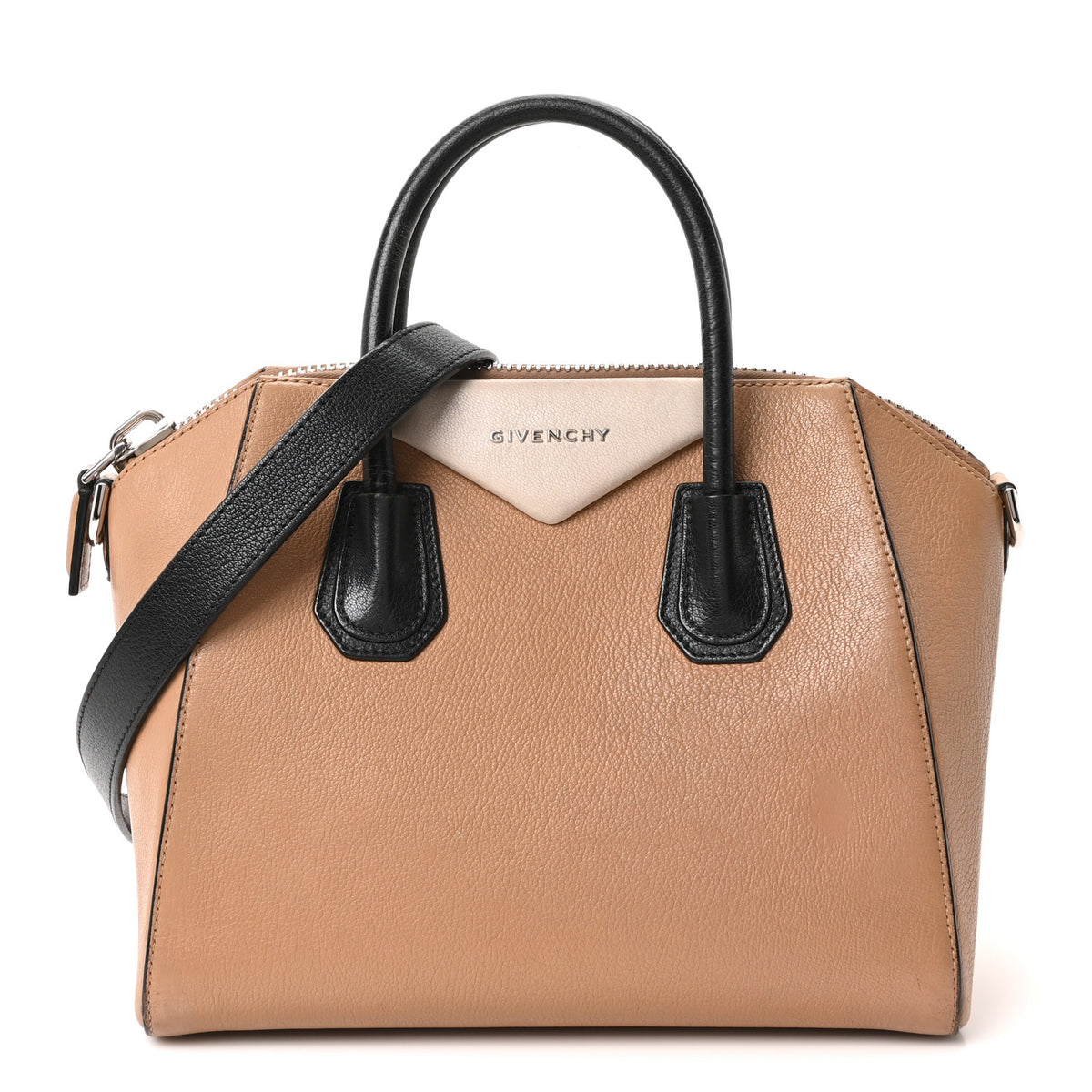 Givenchy Sugar Goatskin Small Tri-Color Antigona Beige Black Brown 1 of 10