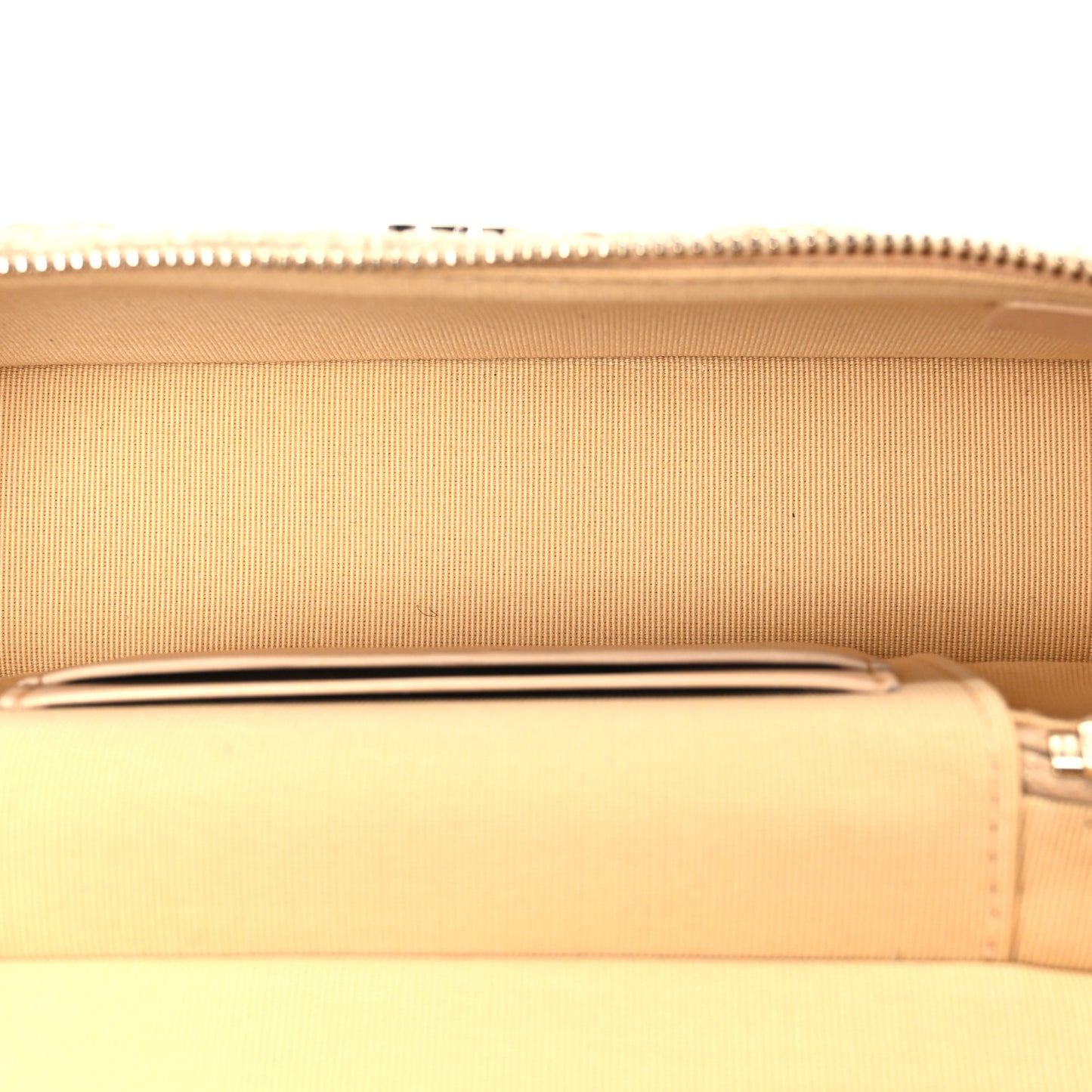Braided Raffia Quilted Top Handle Slim Vanity Case With Chain Beige