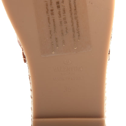 Valentino Garavani Grained Calfskin Feather Strap Espadrilles 36 Tan 8 of 10