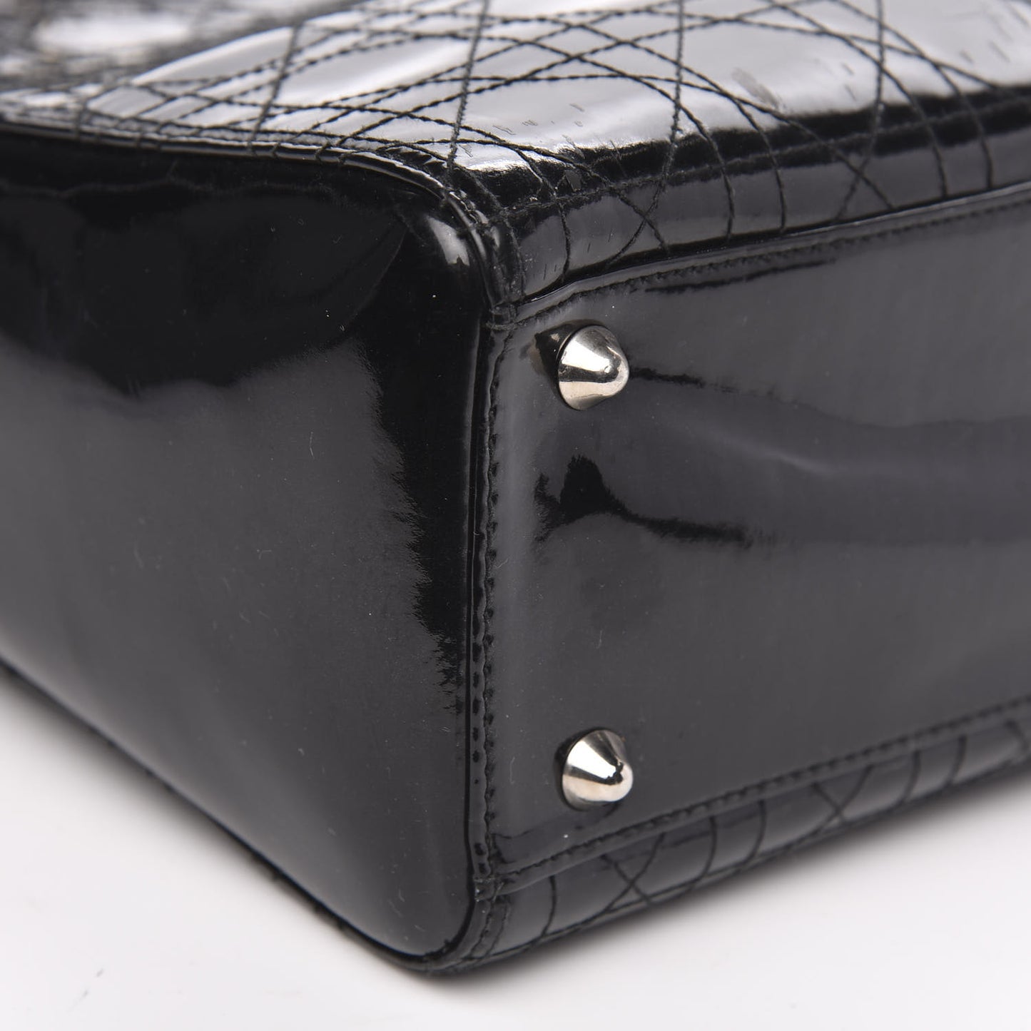 Patent Cannage Stitched Large Lady Dior Black