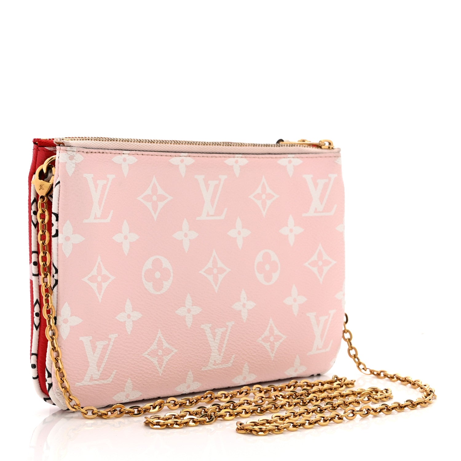 Louis Vuitton Monogram Giant Double Zip Pochette Rouge 3 of 11