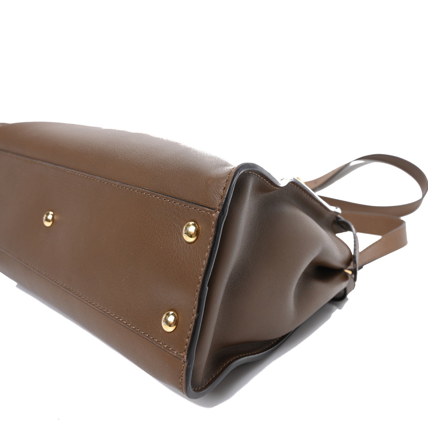 Fendi Vitello Seta Fabric Jacquard Pequin Medium Peekaboo Iconic Satchel  Foresta Tobacco 10 of 10