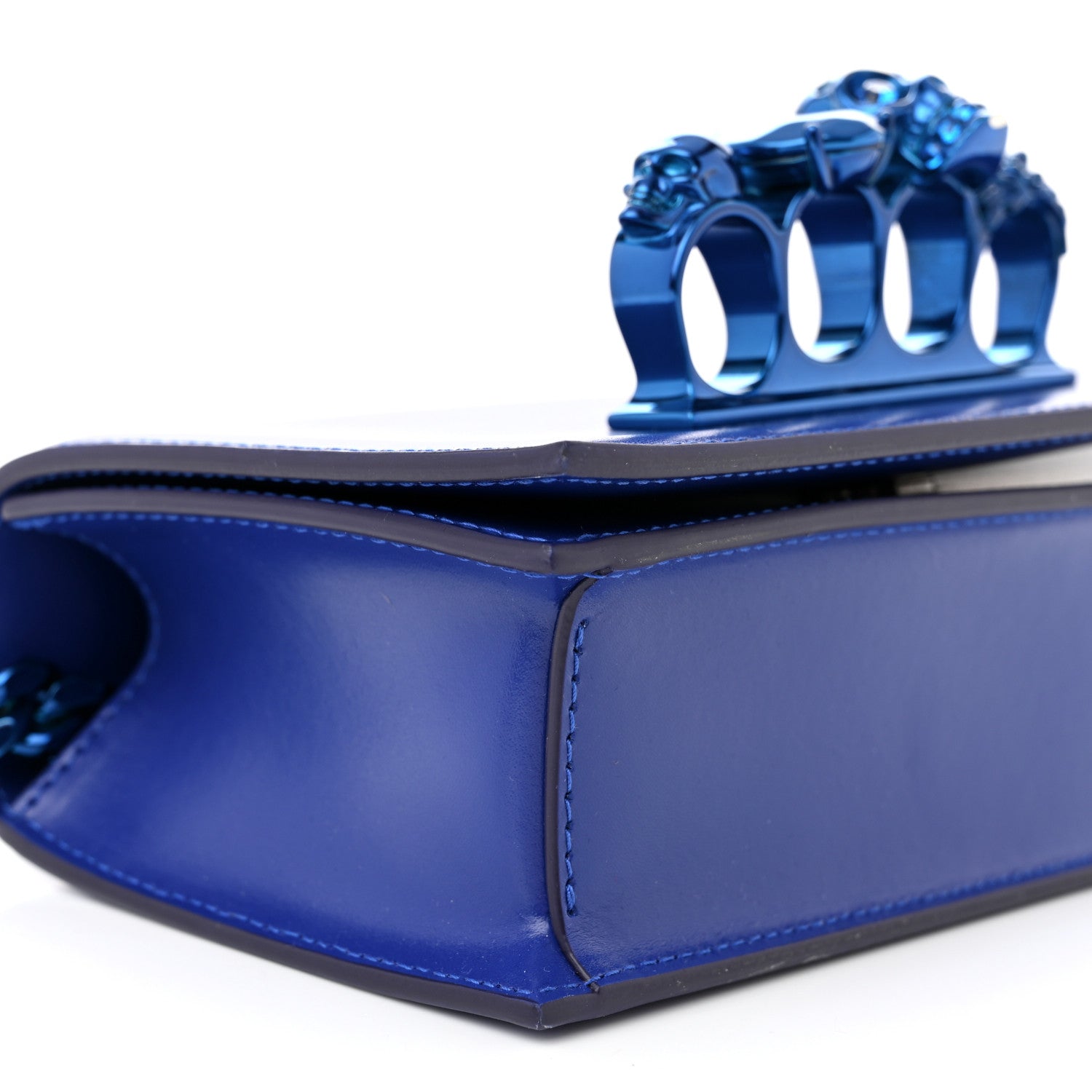 Alexander McQueen Calfskin Mini Jeweled Knuckle Satchel Royal Blue 8 of 10