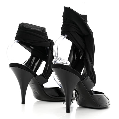 Chanel Patent Calfskin Ankle Wrap Pumps 37.5 Black 4 of 7