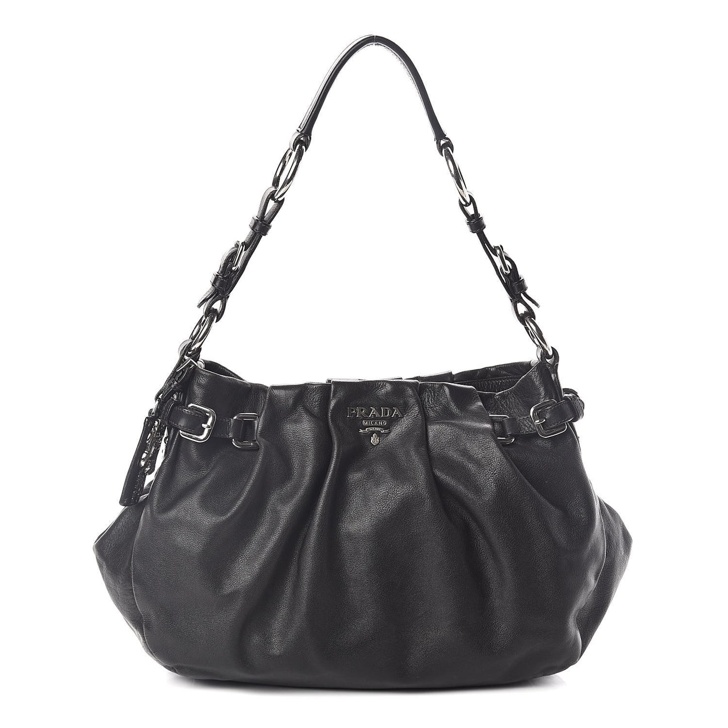 Soft Calfskin Pleated Hobo Black