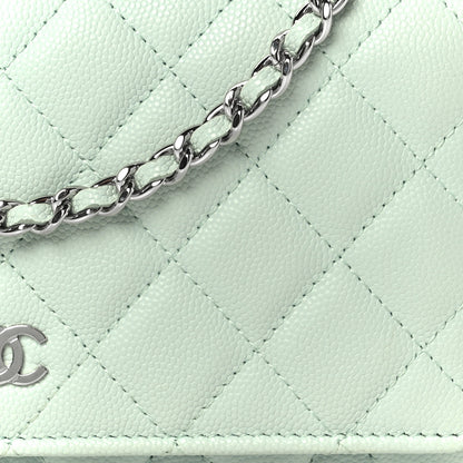 Chanel Caviar Quilted Wallet on Chain WOC Light Blue 16 of 23