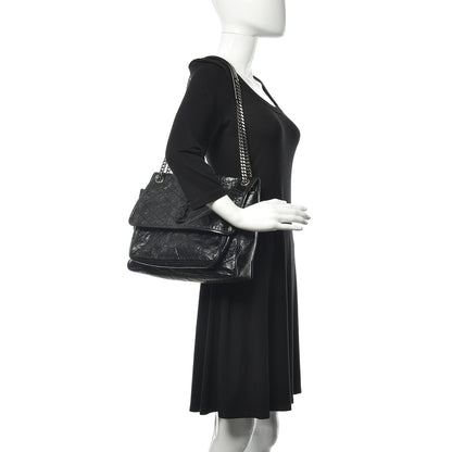 Saint Laurent Crinkled Calfskin Matelasse Monogram Large Niki Chain Satchel Black 2 of 10