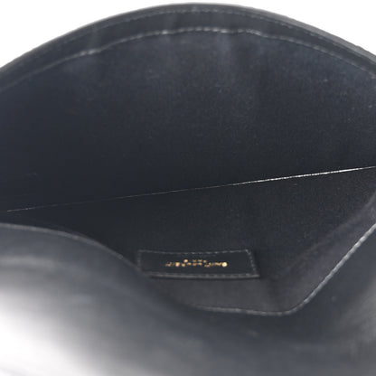 Saint Laurent Calfskin Crocodile Embossed Uptown Monogram Clutch Black 5 of 7