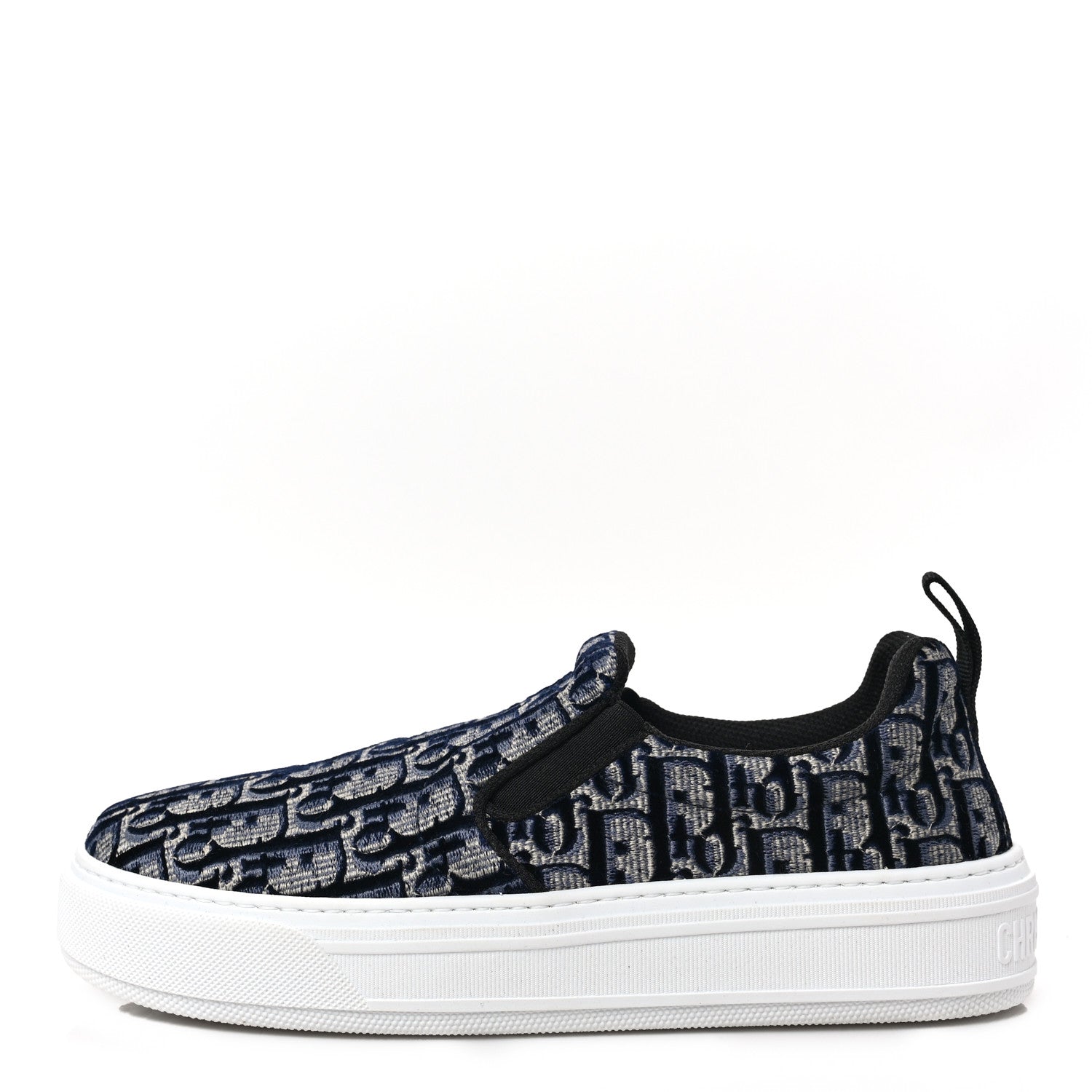 Christian Dior Velvet Oblique Womens Solar Slip On Sneakers 39 Deep Blue 1 of 8