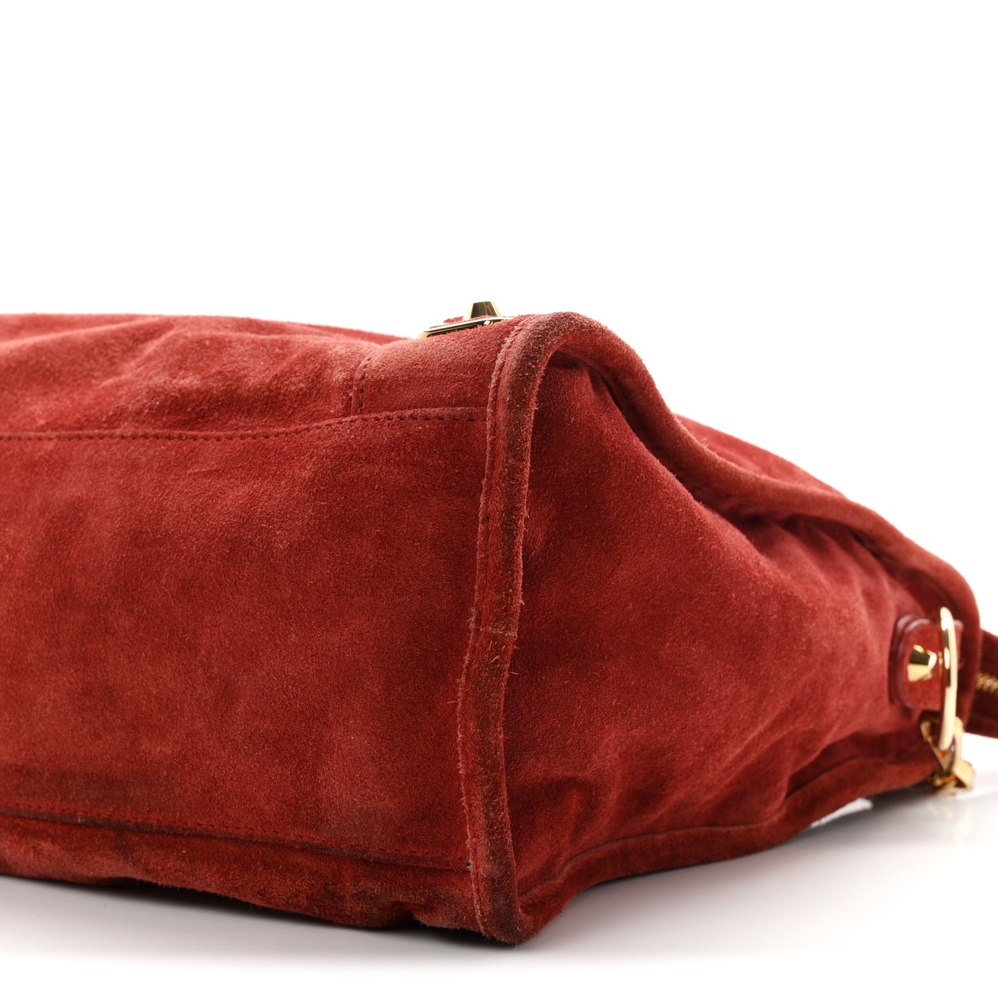 Baby Daim Suede Gold Metallic Edge Hardware City Bois De Rose Fonce