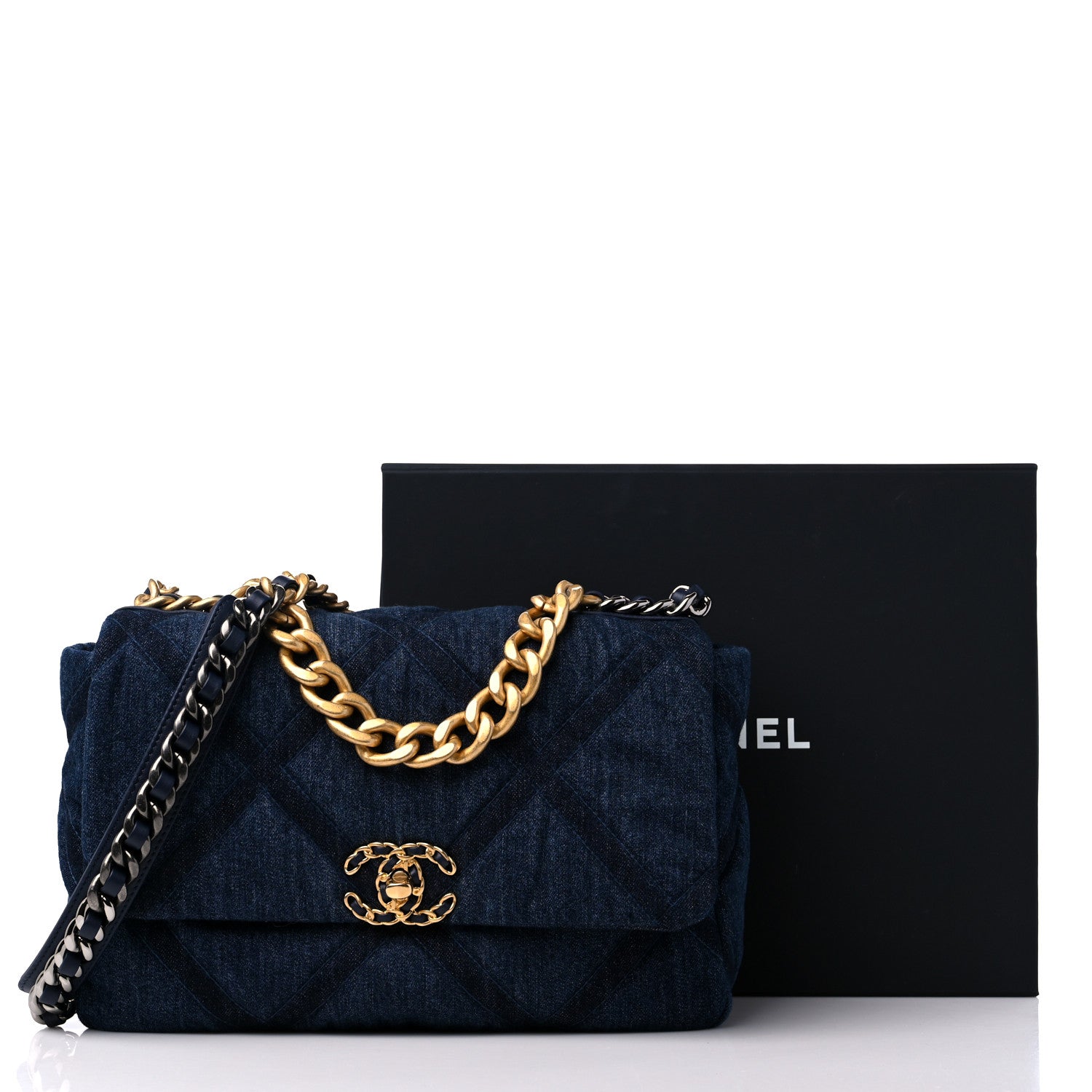 Chanel Denim Quilted Medium Chanel 19 Flap Blue 10 of 10
