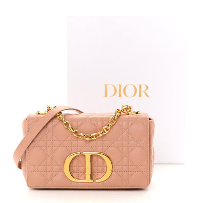 Christian Dior Grained Calfskin Cannage Small Caro Bag Rose De Vents 15 of 15
