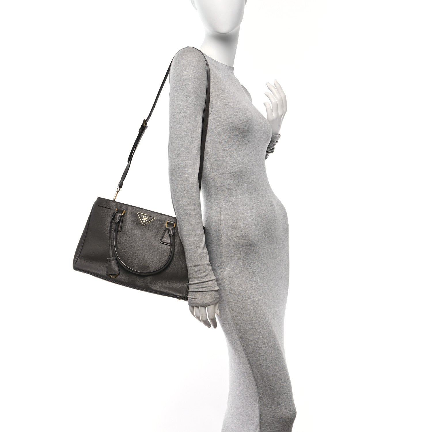 Prada Saffiano Lux Medium Tote Grafite 2 of 10