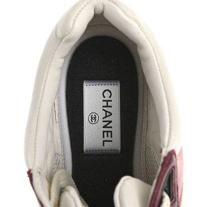 Chanel Calfskin CC Sneakers 38.5 Light Burgundy White Pink 7 of 10