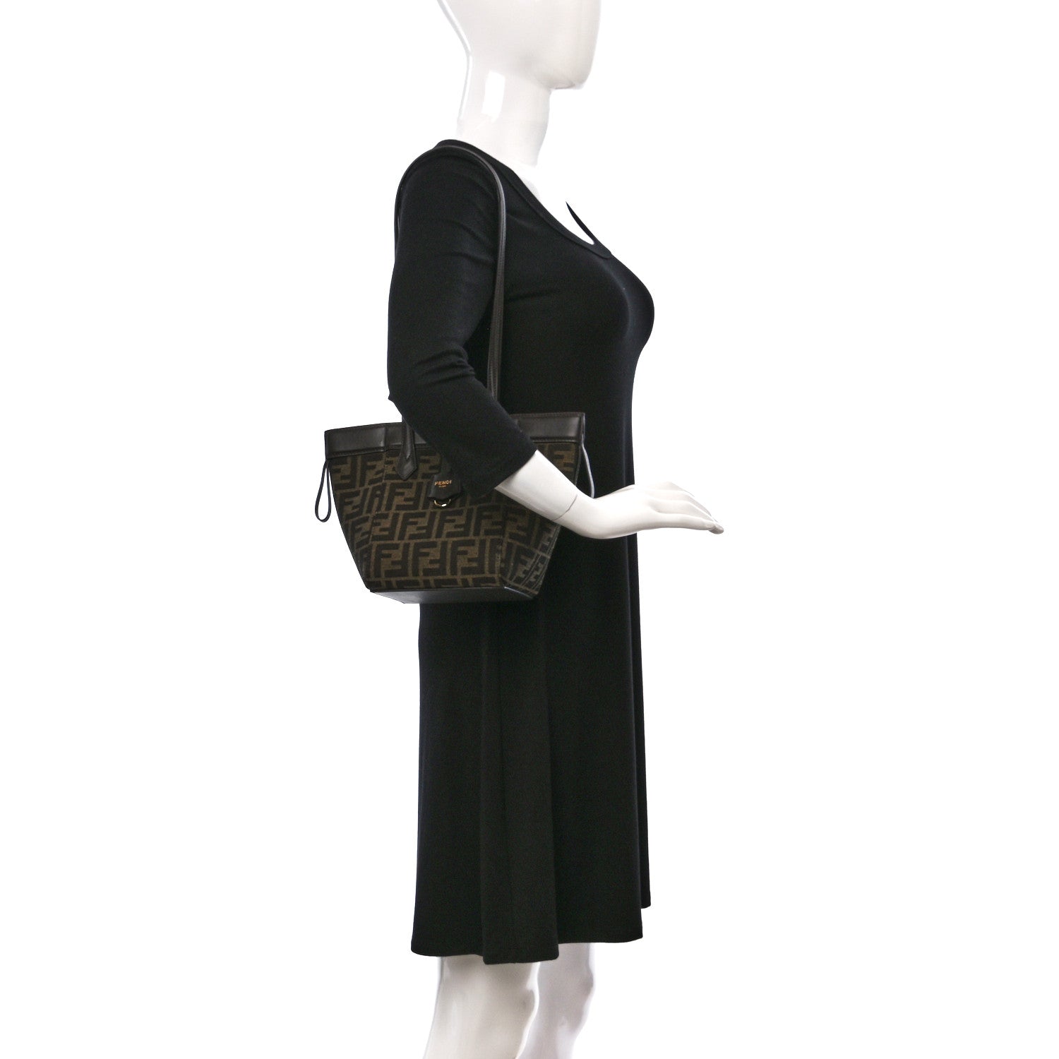 Fendi Fabric Jacquard Vitello Grace FF 1974 Mini Fendi Origami Tobacco Moro Ebano 3 of 13