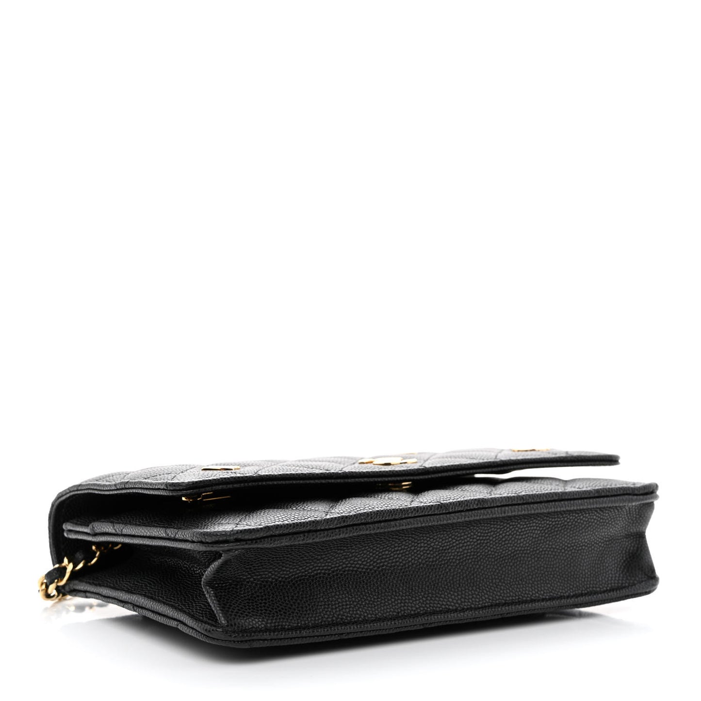 Caviar Quilted Enamel Coco Casino Wallet On Chain WOC Black