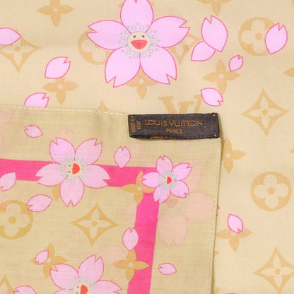 Louis Vuitton Cotton Monogram Cherry Blossom Square Scarf Yellow 4 of 5