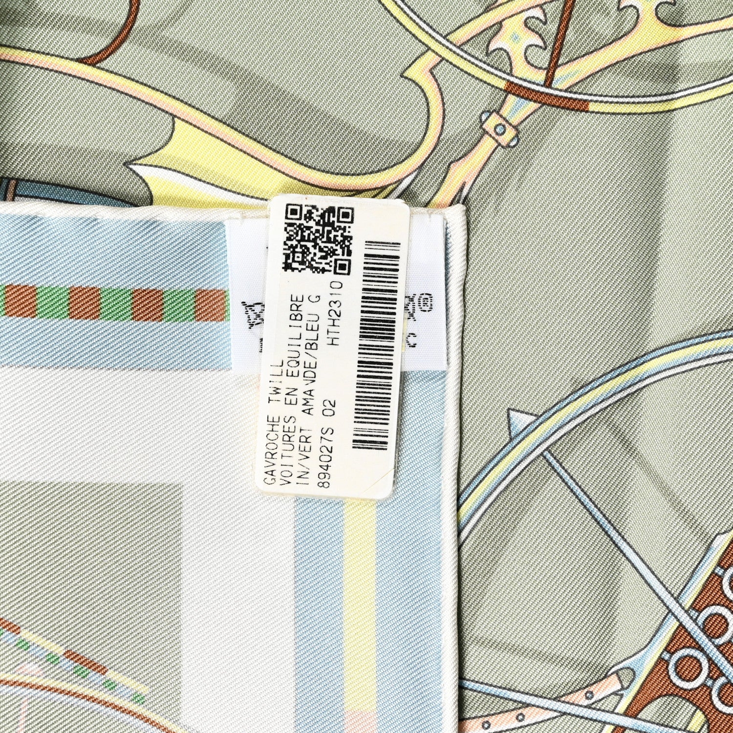 Hermes Silk Voitures en Equilibre Scarf 45 Vert Amande Bleu Glacier Jaune 3 of 8