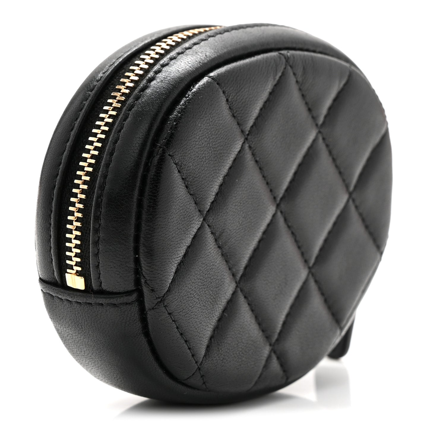Lambskin Quilted Zip Around Classic Coin Purse Black