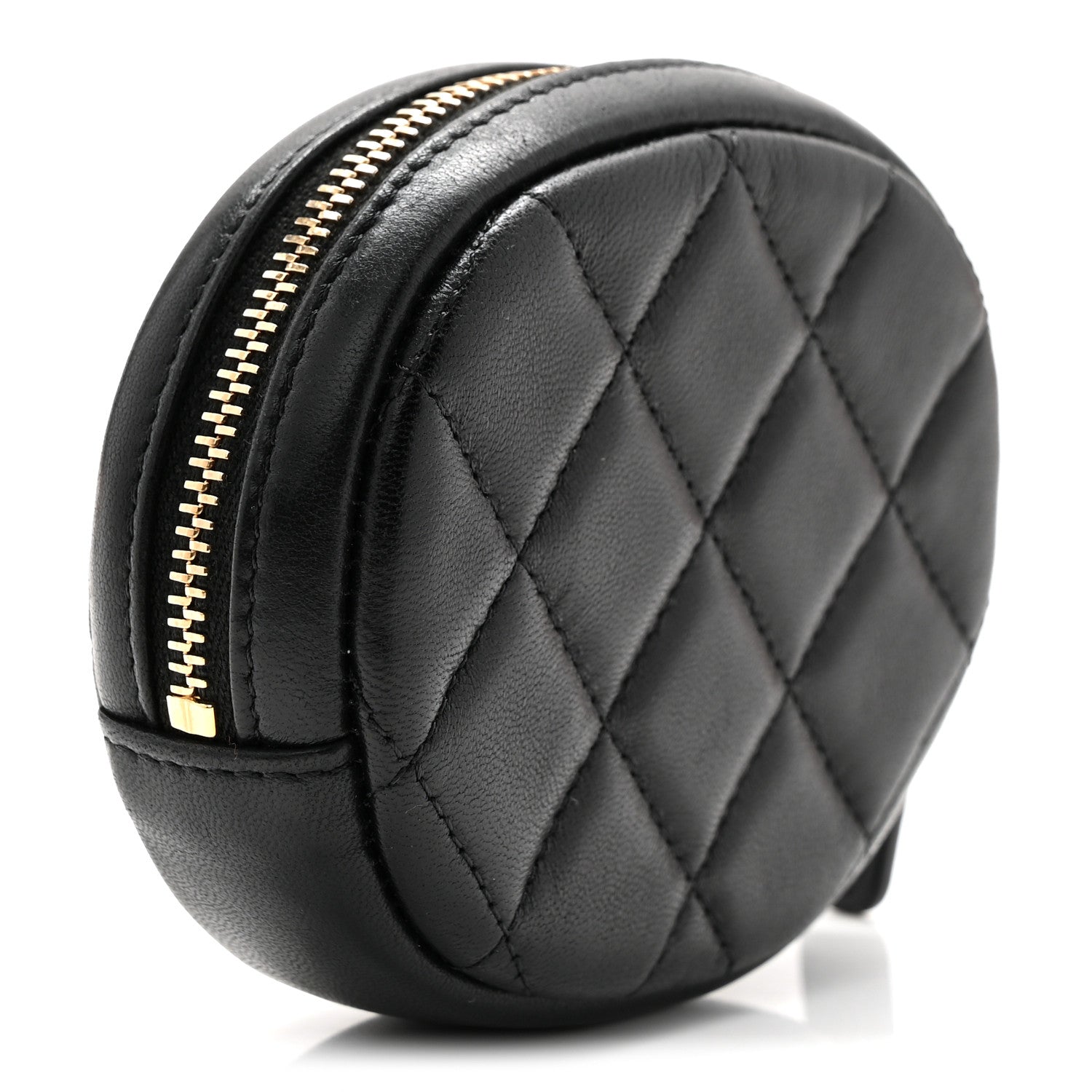 Chanel Lambskin Quilted Zip Around Classic Coin Purse Black 3 of 7