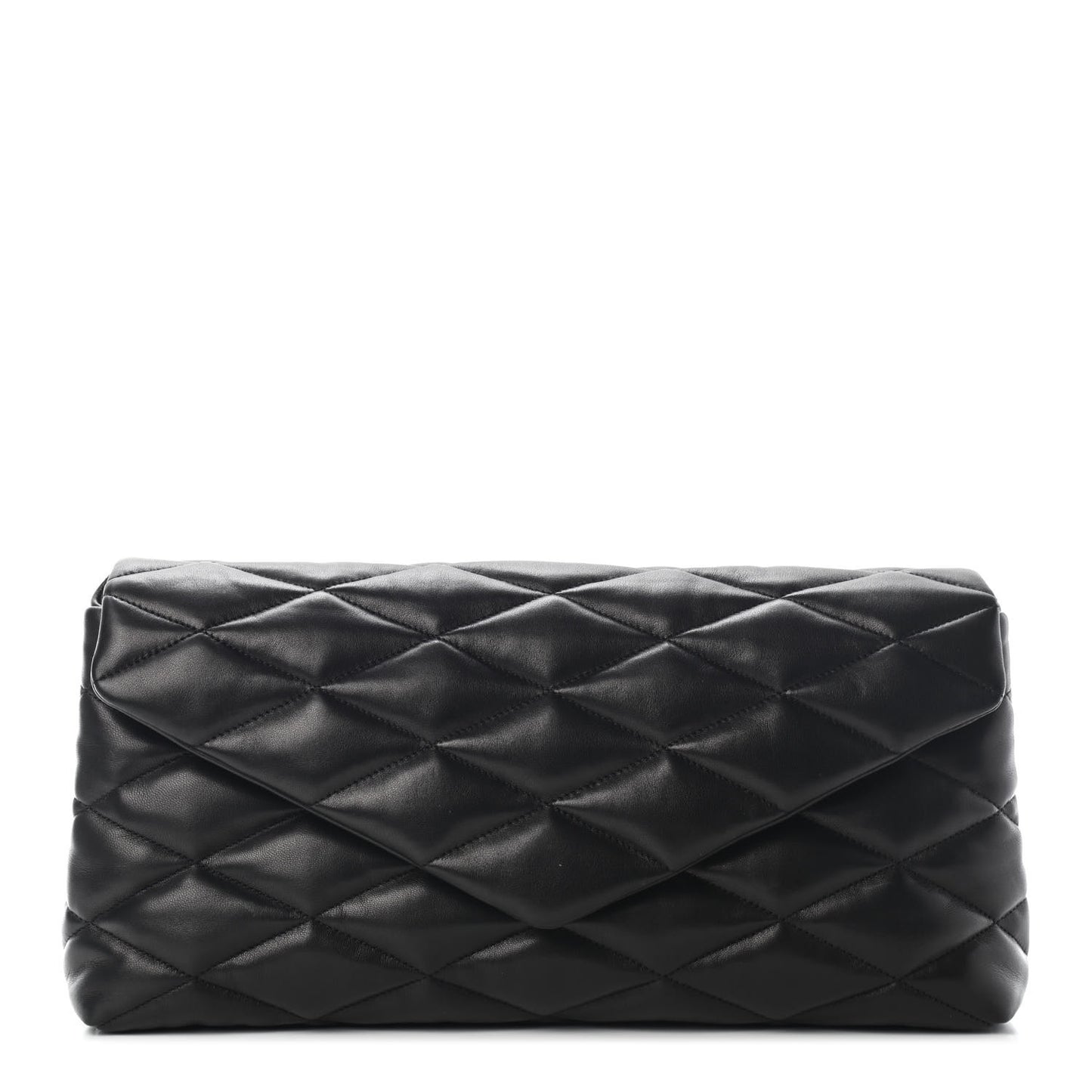 Lambskin Quilted Sade Puffer Envelope Clutch Black